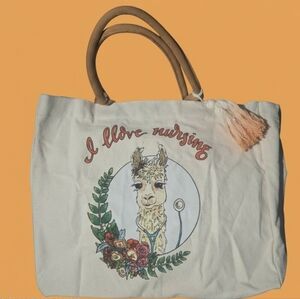 I Love Nursing Canvas Tote Bag